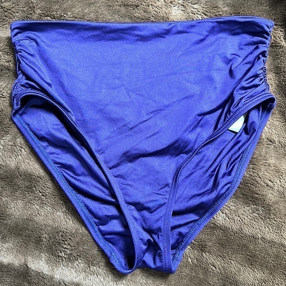 ANNE COLE High Waisted Bikini Bottoms Navy Sz Med